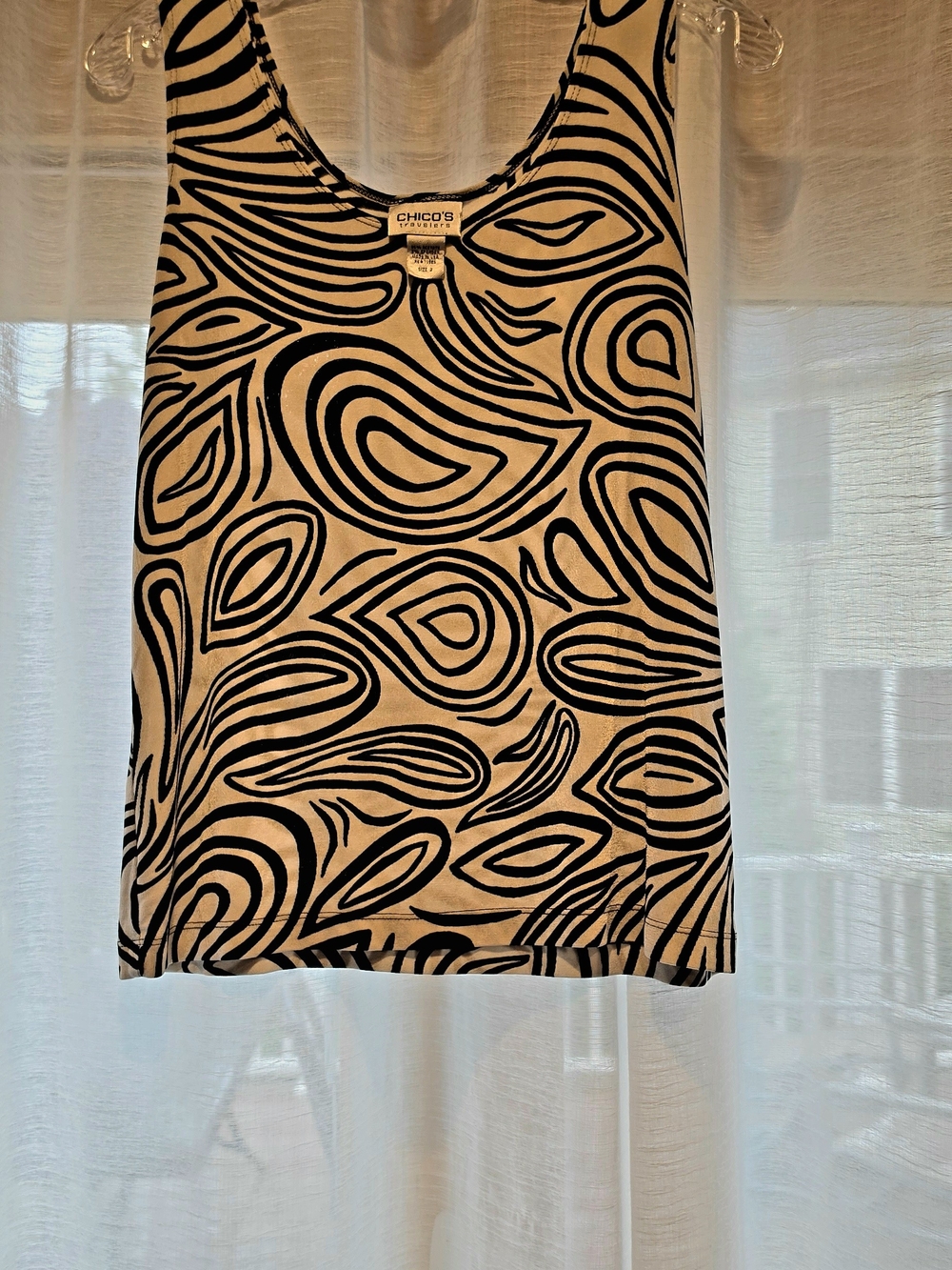 Chico's Black and Cream Abstract Tank Top